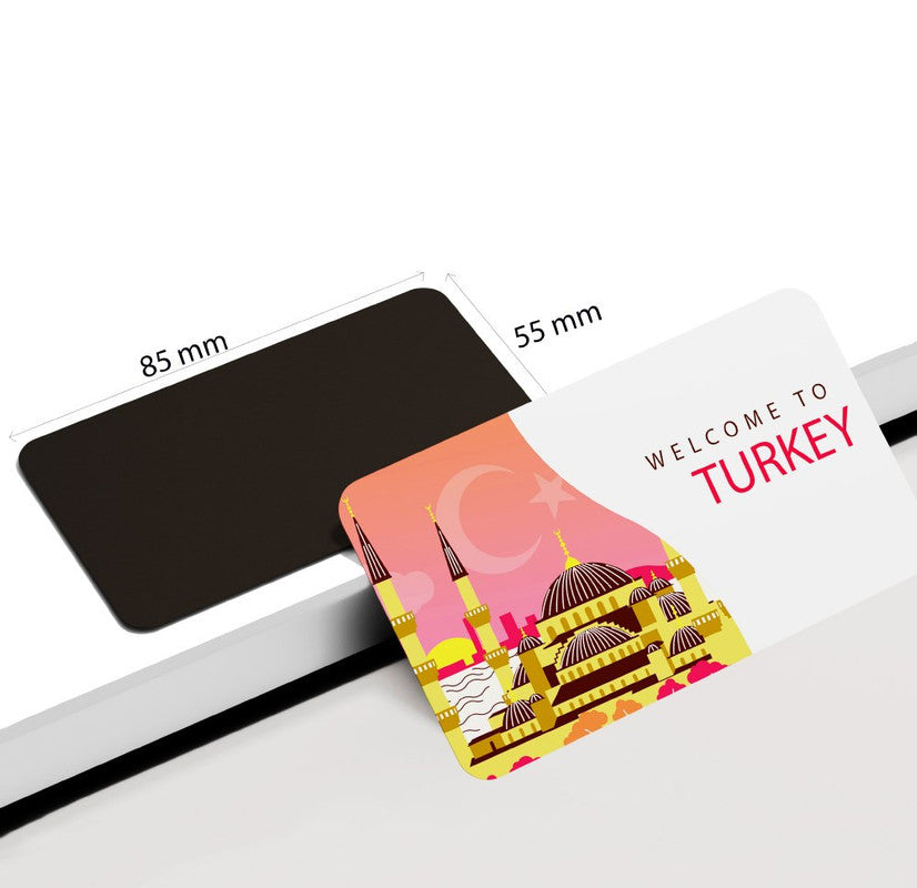 dhcrafts Rectangular Rubber Fridge Magnet / Magnetic Card Multicolor Turkey D1 Design Pack of 1 (8.6cm x 5.4cm)
